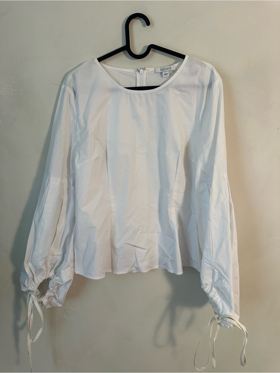 Lucy Paris Tops - Lucy Paris White Long-Sleeve Tie Cuff Blouse Cotton Large